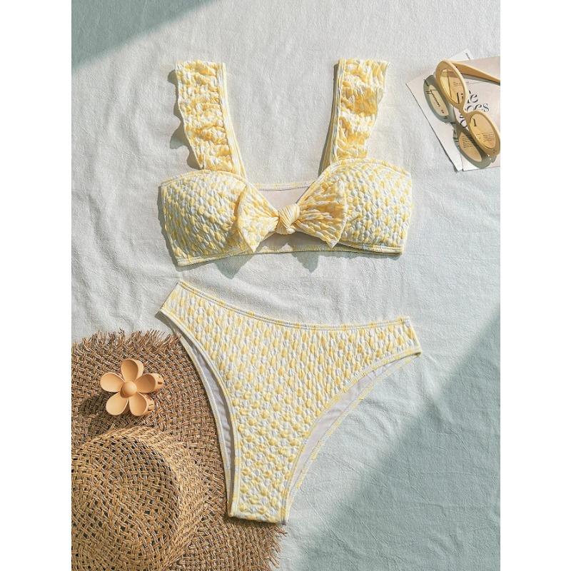 Сексуальный полосатый комплект бикини Женский халтер Плиссированный пуш-ап Купальник из двух частей Бразильский пляжный купальник Праздничная пляжная одежда для женщин