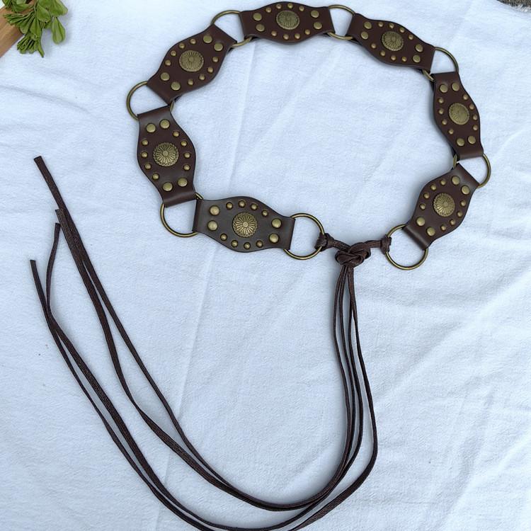 Handmade Hollow Pattern Western Pu Leather Belt For Women Stylish Summer Accessory