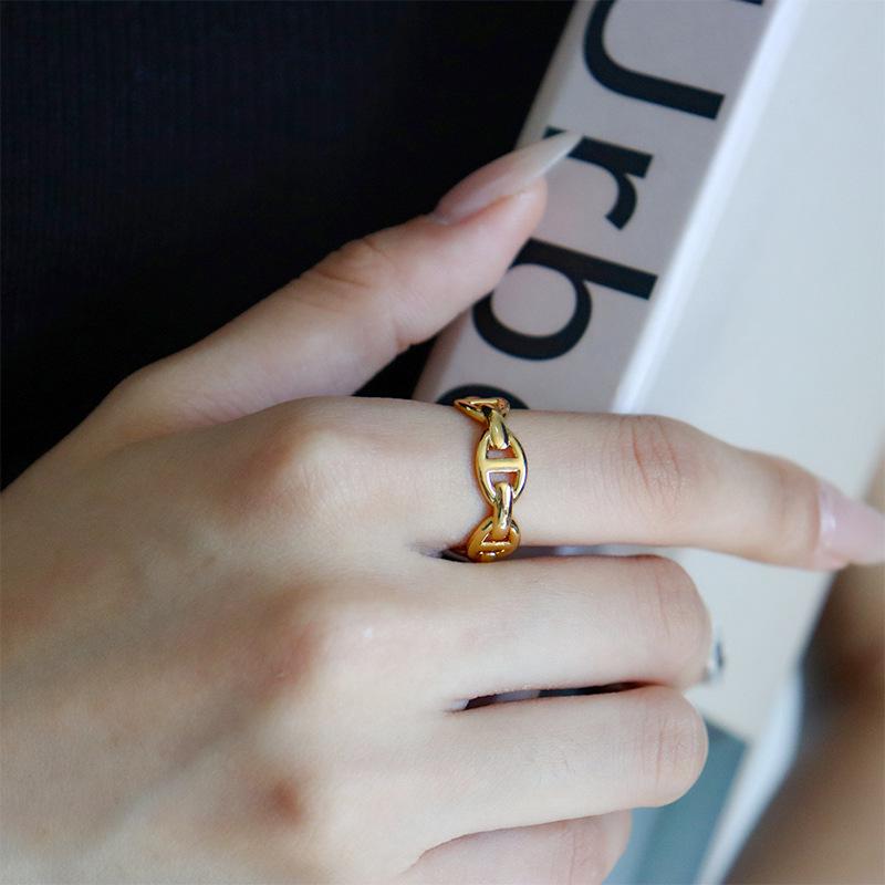 Европейский и американский минималистичный женский роскошный ретро-кольцо с открытым пальцем в виде свиного пятачка