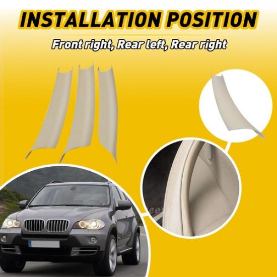 3Pcs For BMW X5 E70 X6 E71 E72 Car Door Interior Trim Handle Armrest Beige EXXI