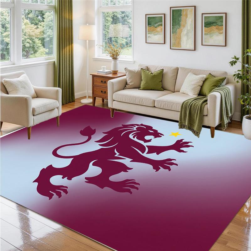 Aston Villa Football Design Crystal Velvet Rug Soft Decorative Mat for Bedroom Entrance