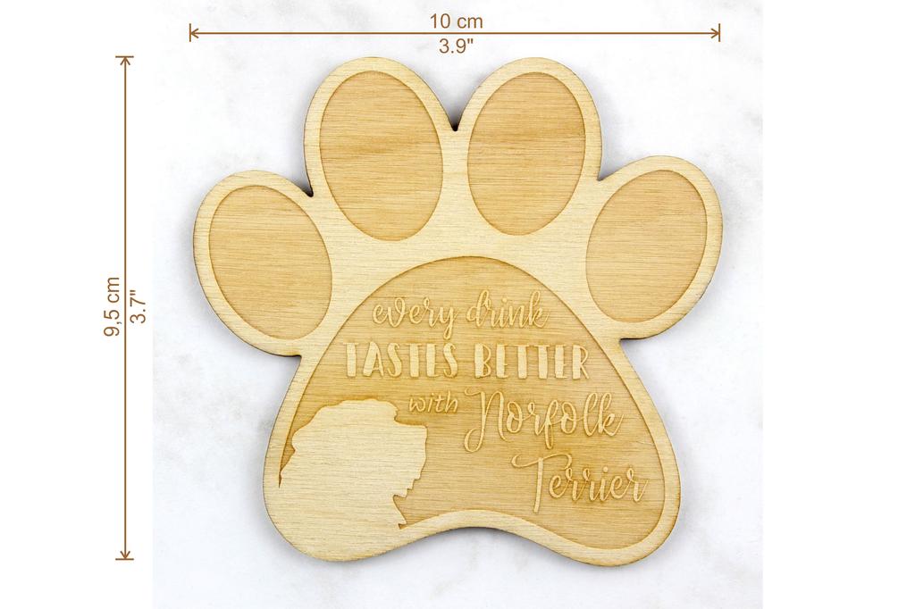 Norfolk Terrier - Mug coaster, engraved coaster with dog, gift for dog lover by Art-Dog brand