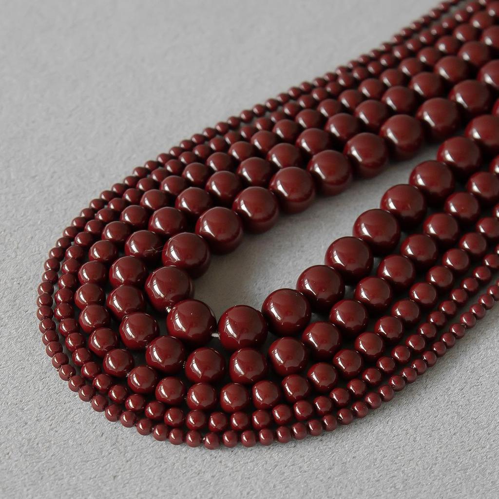 Праздничное красное жемчужное колье на ключицу - Коллекция «Зимний бис»