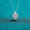 New Deyi S925 Sterling Silver Moissanite Heart Pendant Necklace - Women's Minimalist Love Clavicle Chain