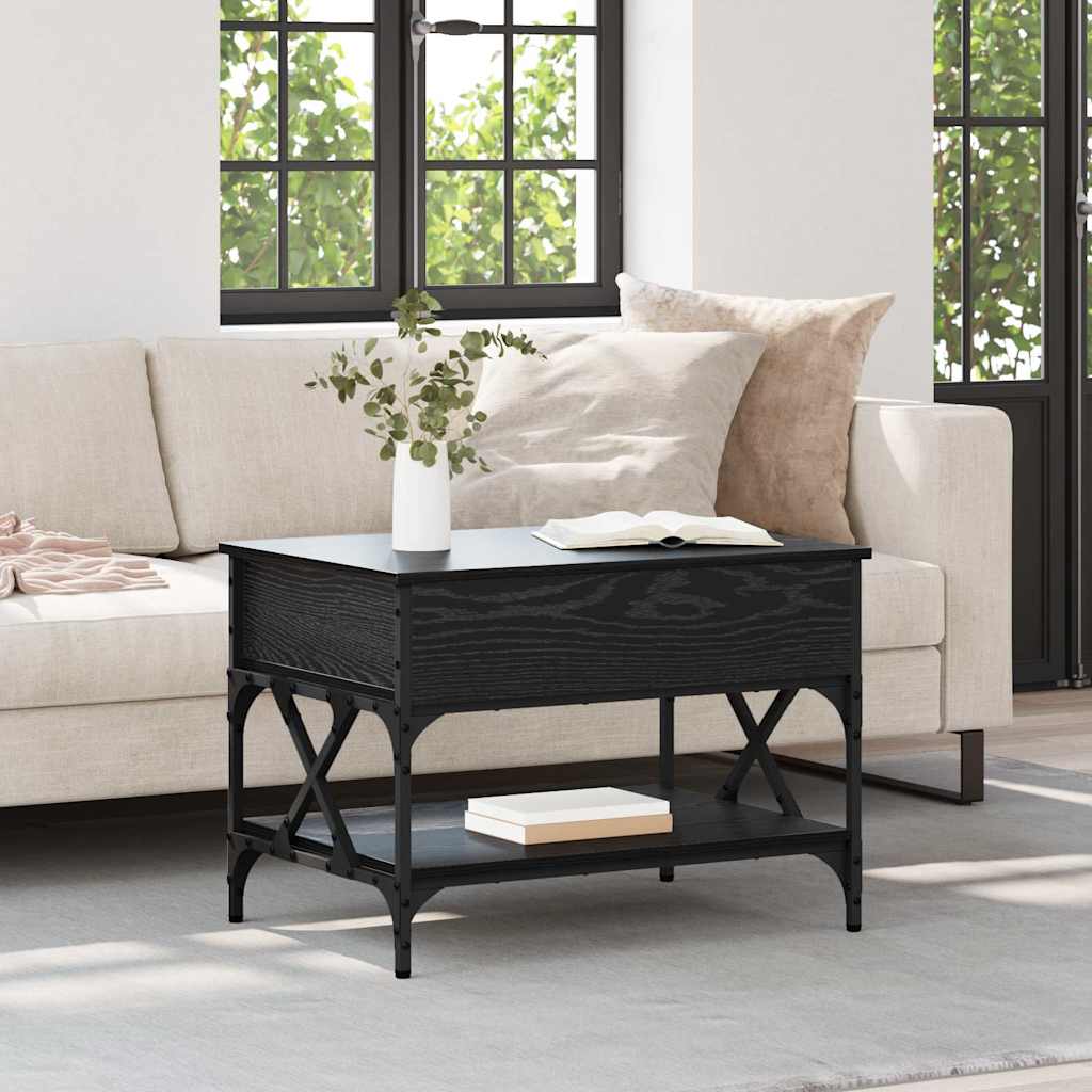 Coffee Table Black Oak Look 70x50x50 cm Wood Based Panel