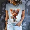 Милая футболка с принтом животных, 3D цифровая печать, женская модная футболка с коротким рукавом и круглым вырезом
