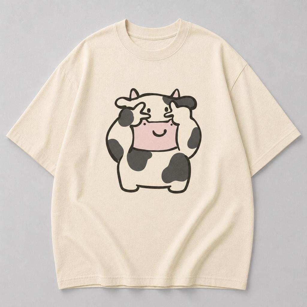 Cow Graphic T-Shirt, Peekaboo Farm Animal Tee, Cottagecore Style Shirt