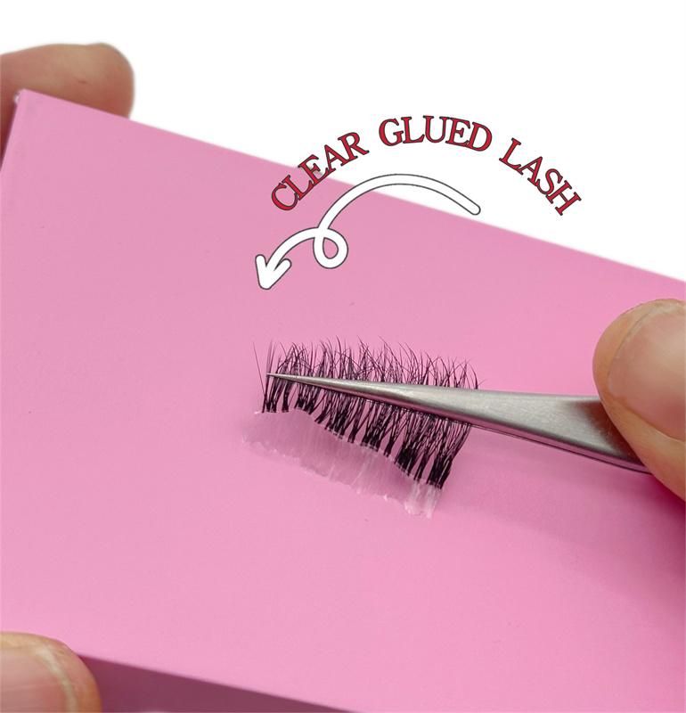 Clear Glue Super Fine Soft Band False Eyelashes Slef Adhesive Sticky Handmade Press on Strip Half Lashes