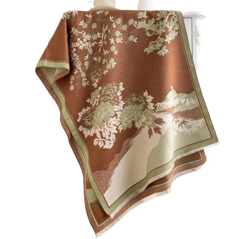 Женский шарф осень-зима новый пейзажный хризантема высококачественный шарф с дорожной шалью