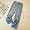 2025 Весна Джинсы Длинные Шаровары Женские Повседневные Эластичные Базовые Прямые Брюки С Высокой Талией