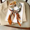New Spring and Summer Imitation Silk Korean Printed Silk Scarf Square Scarf Decorative Collarbone Scarf Headband Fashionable Dual-purpose Tie-up Bag