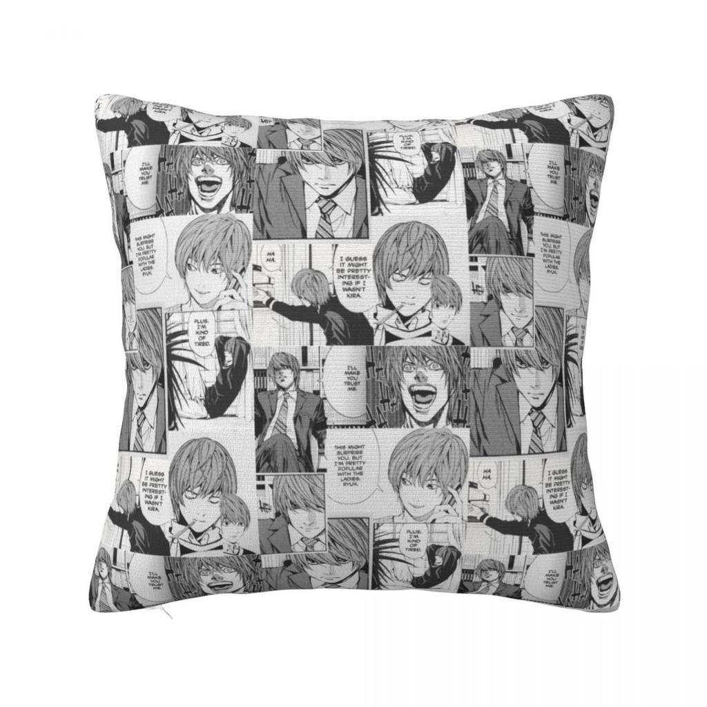 Anime Death Note Light Yagami Square Pillow Case Shinigami Cushion Covers Awesome Zippered Decor Pillowcase For Home 18"X18"