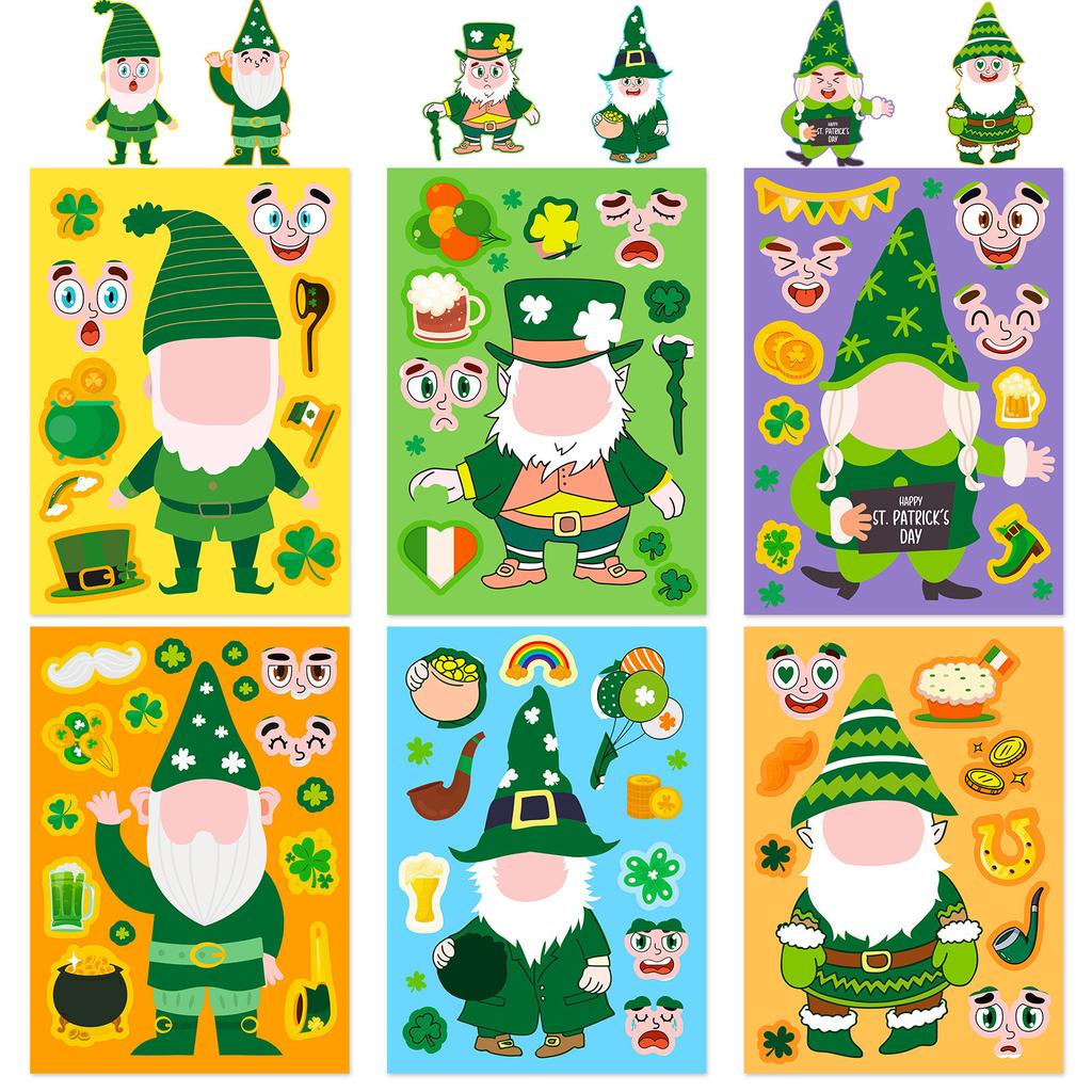 6 Diy St Patrick'S Day Stickers Headbands Irish Hat Festival Puzzle Stickers Iii