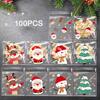 50/100pcs DIY Xmas Biscuit Bag Self Adhesive Sugar Cookies Bag New Christmas Candy Bag  Christmas