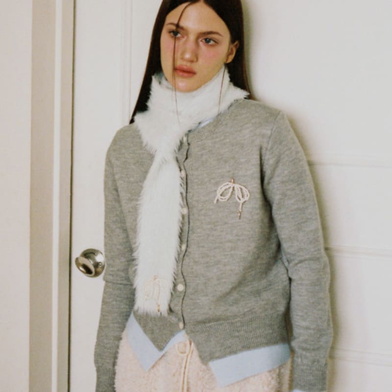 Leterie ШАРФ-ШАРФ ИЗ АНГОРЫ С РИБАННОЙ ТЕКСТУРОЙ_МЯТНЫЙ