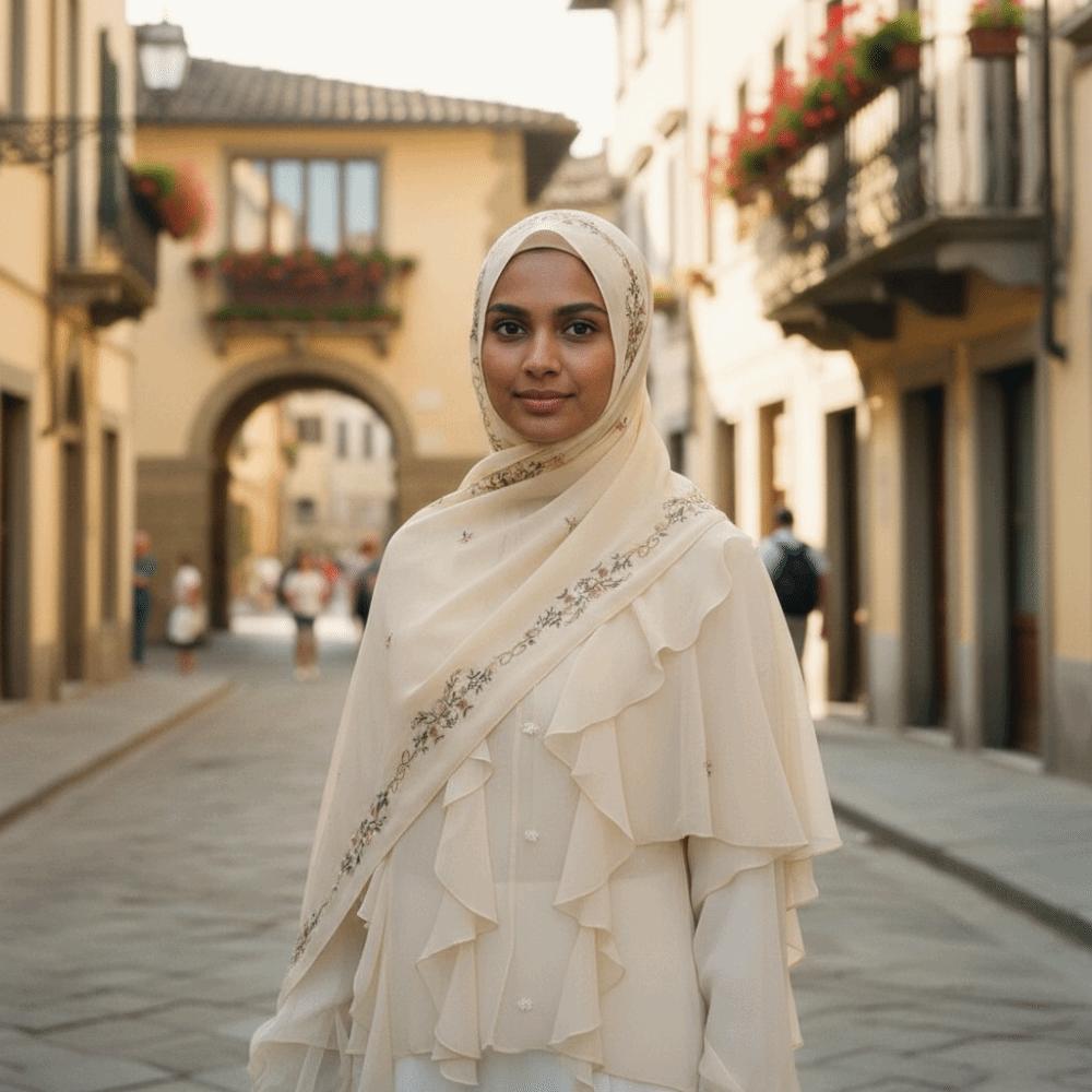 Floral Embroidery Ramadan Hijab Scarf Chiffon Material Summer Femme Shawl Daily Events