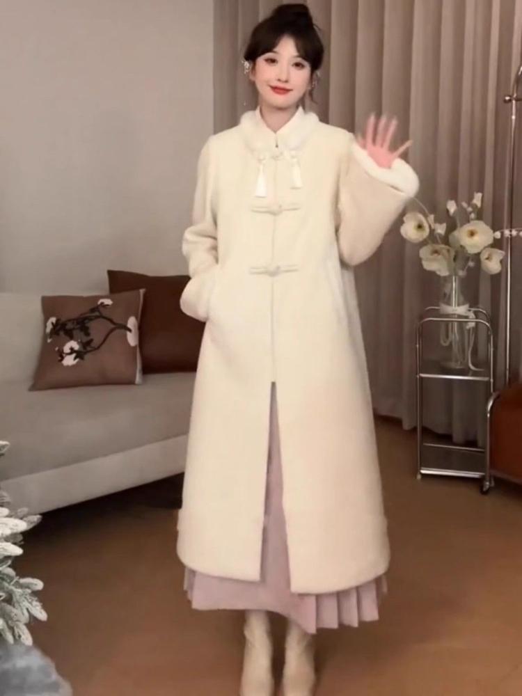 Новое китайское национальное шерстяное пальто женская зимняя одежда короткое длинное шерстяное пальто High Sense модный дизайн повседневная одежда