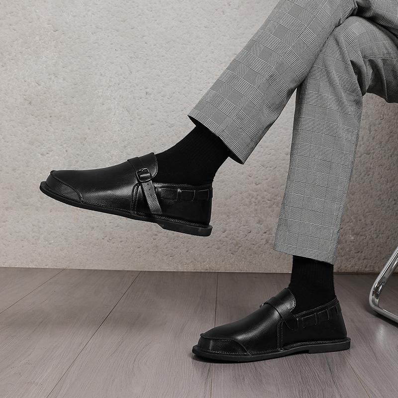 Retro Style Men Loafers Leather Casual Shoes Handmade Moccasins Breathable Mens Driving Shoes Comfort Man Slip On Flats