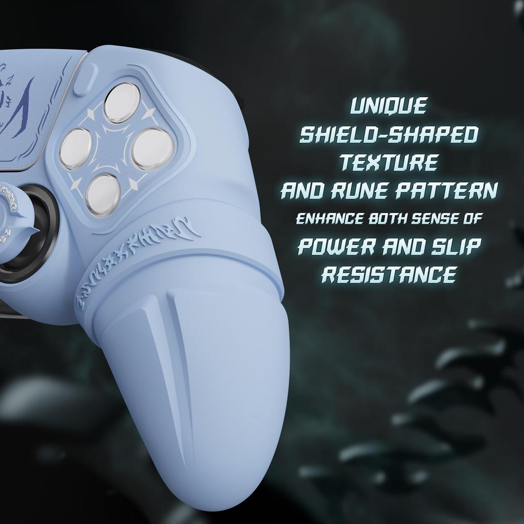 Силиконовый чехол PlayVital Runes Edition для сенсорной панели с наклейкой на упор для большого пальца и крестообразной клавишей совместим с оригинальной зарядной подставкой PS5 с чехлом