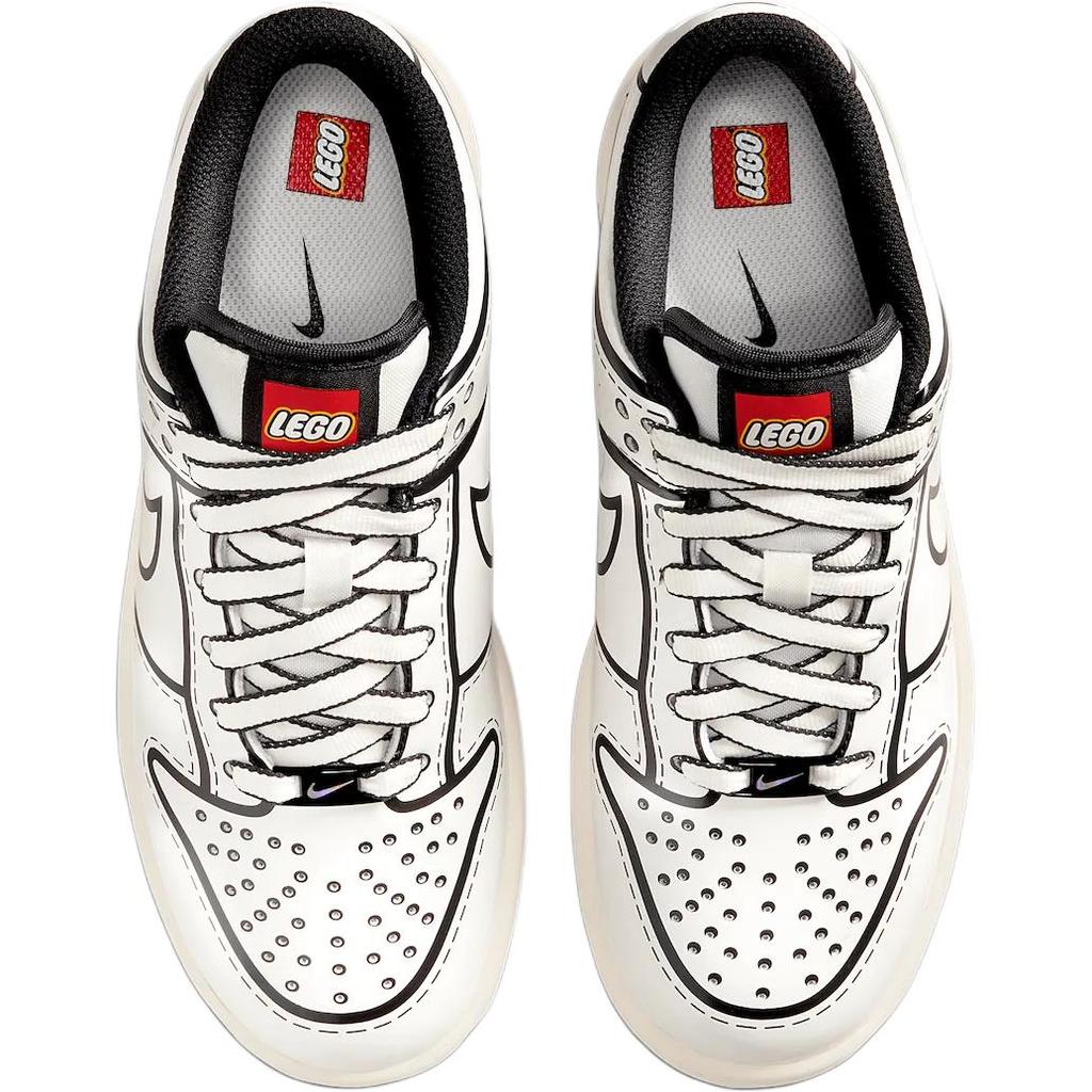 LEGO x Nike Dunk Низкие кеды для скейтбординга с защитой от скольжения и истирания Детские Белый Черный Красный Подростковые IF2117-100