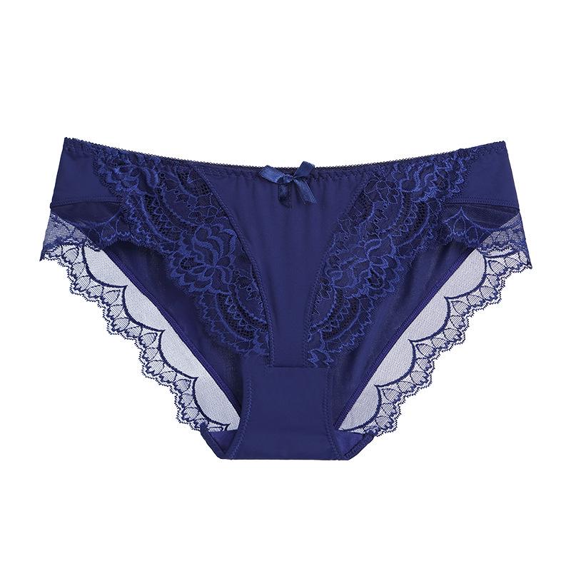 European & American Low-Rise Lace Ice Silk Panties - Women's Sexy Underwear with Cotton Crotch