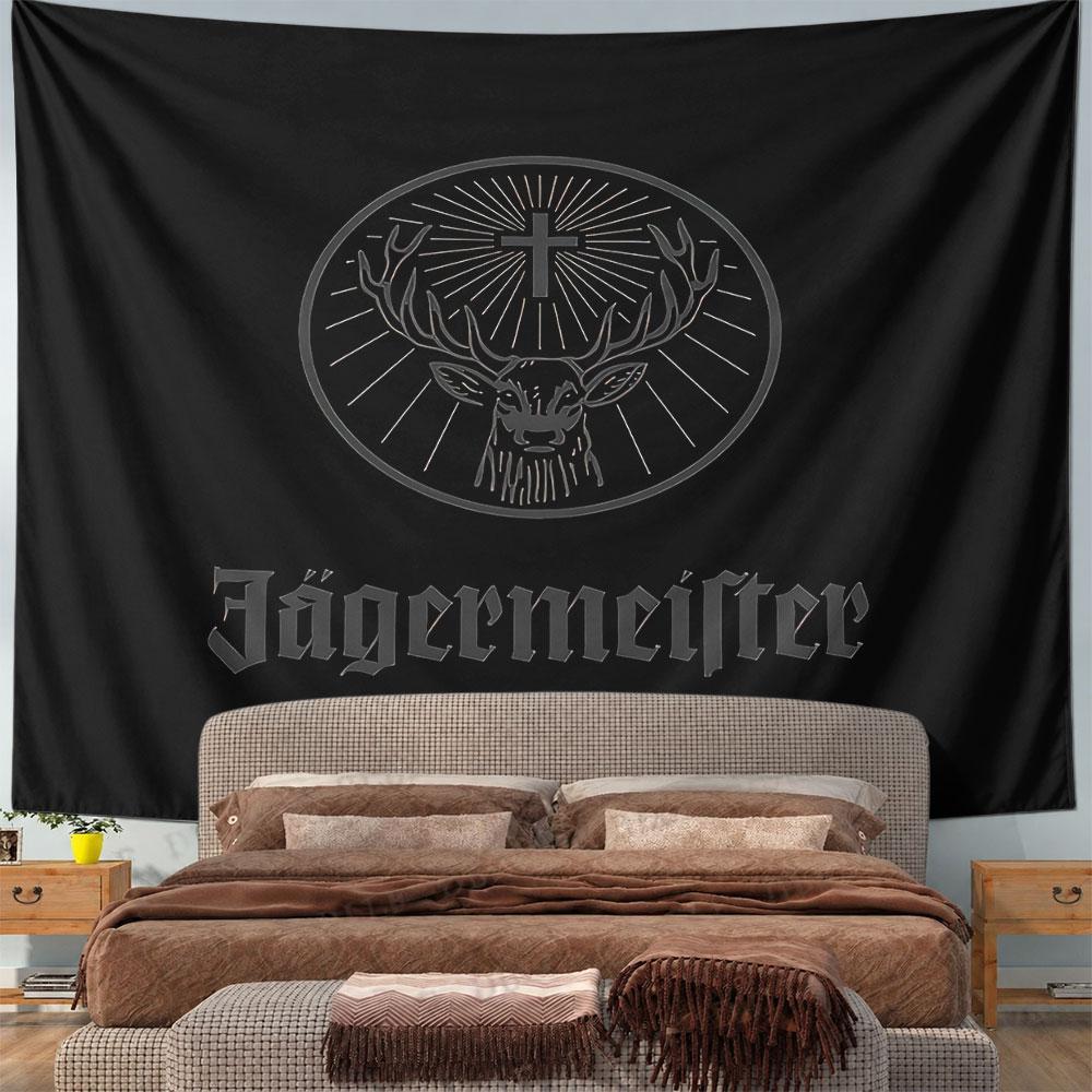 Гобелен с изображением оленя Jagermeister Настенное панно Ретро Арт Декор с логотипом оленя для спальни Мужской уголок