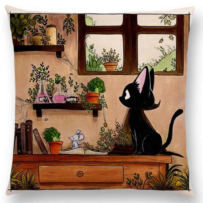 Новейшая милая мультяшная наволочка на диванную подушку, черно-белый кот, забавная лиса, наволочка на подушку, наволочка для декоративной подушки