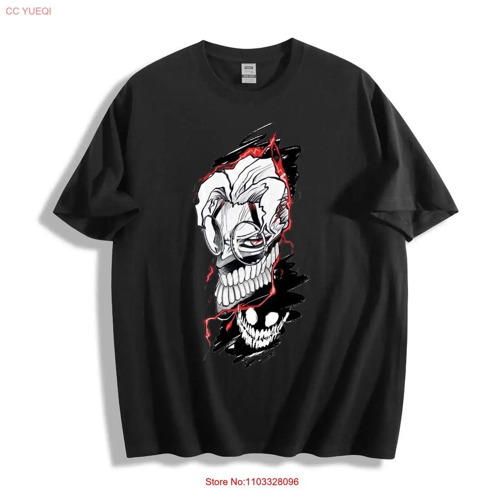 Bold Skull Anime T Shirt Edgy Red Lightning Design vintage Washed Versatile Slightly designer clothes Top For Everyday Wear