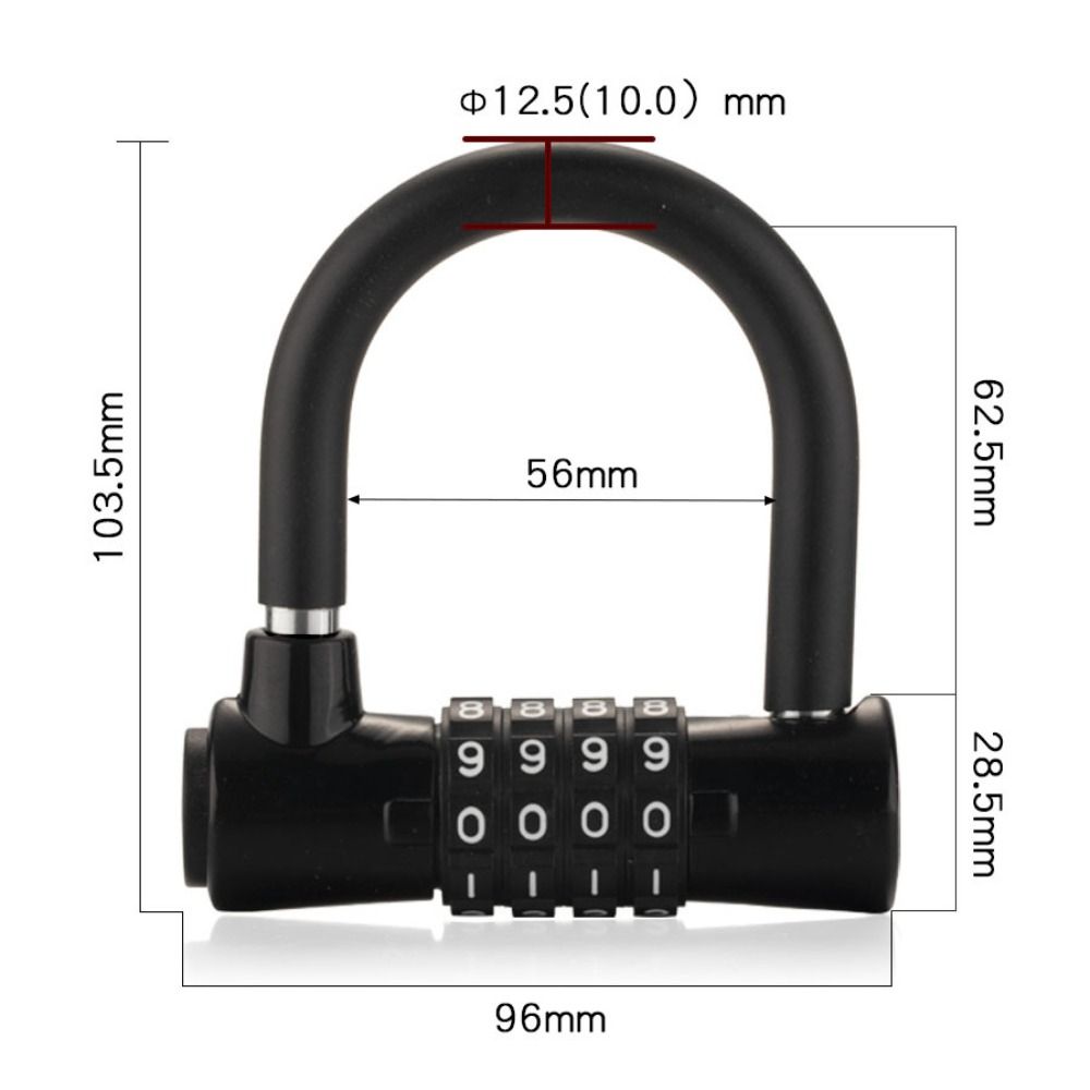 Anti Theft Password Padlock Security Bicycle Lock Portable U-shaped Password Lock File Cabinet
