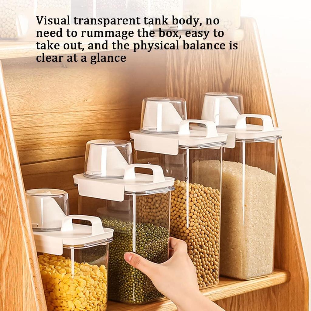 Food Storage Containers with Lids Airtight and Measuring Cup Clear Plastic Kitchen and Pantry Organization Bin for Flour,Rice