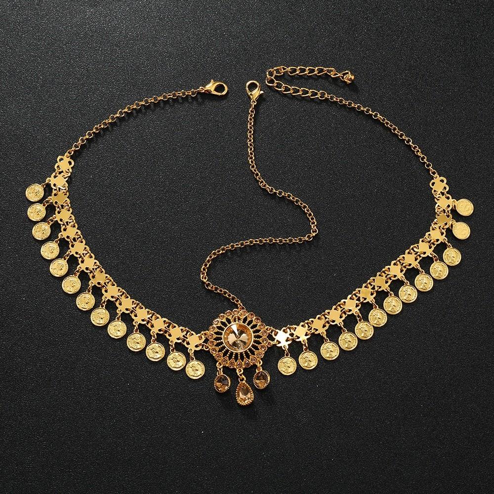 Crystal Elegant Simulation Decoration Gold Women Headwear With Design Tassel