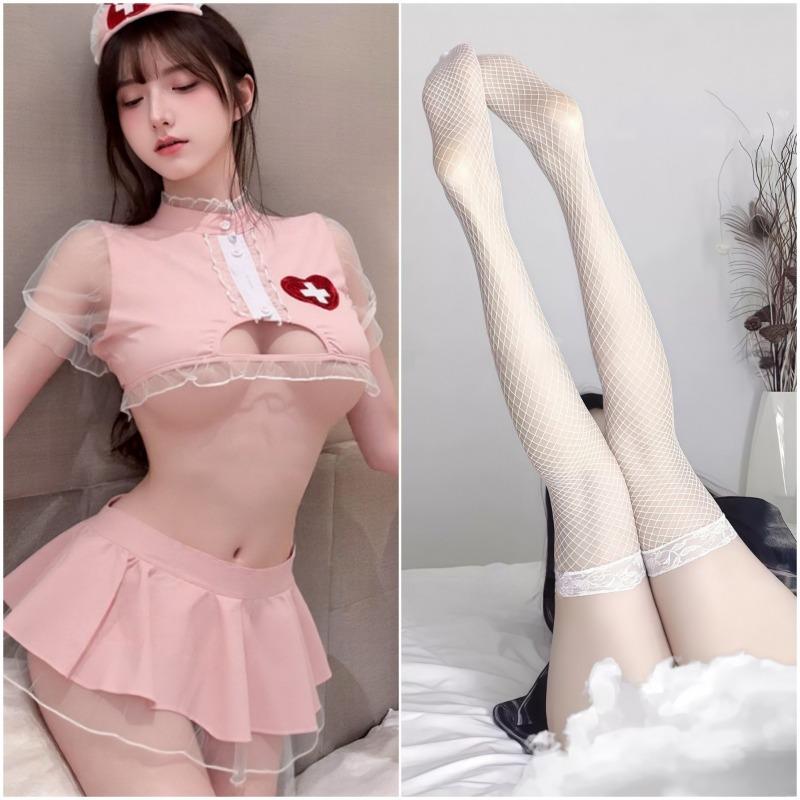 Sex Underwear Large Size Pink Sexy Nurse Uniform Cosplay Hollow Woman Free Passion Pure Desire Suit