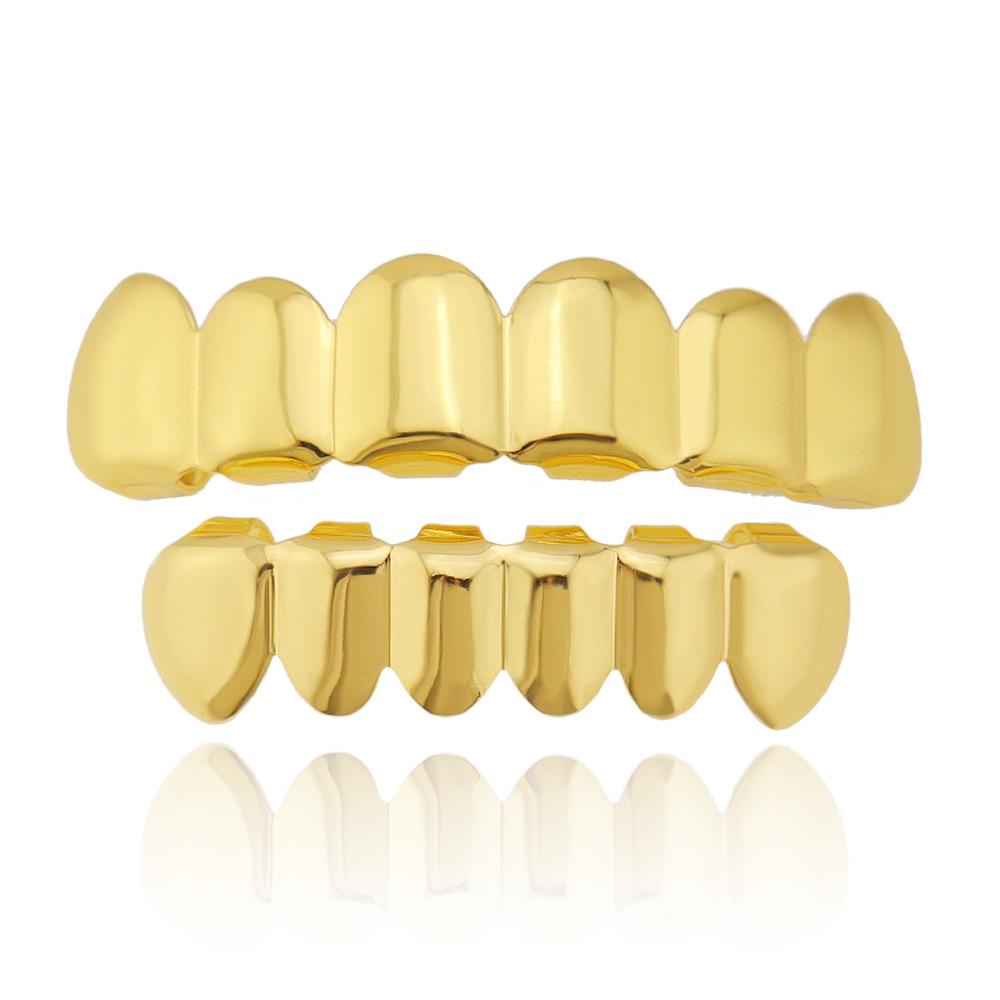 European & American Gold-Plated Hip-Hop Grillz: Glossy Tooth Accessories