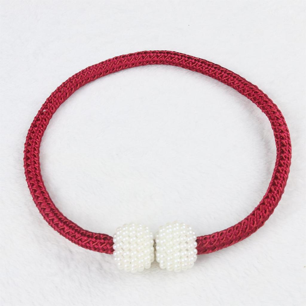 Magnetic Curtain Tiebacks Pearl Ball Home Curtain Buckle European Decoration Weave Clips Rope Straps Holder for Big Drapries