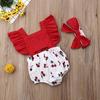 2Pcs Newborn Kids Baby Girl Ruffle Romper Big Bow Bodysuit Outfits Summer Set