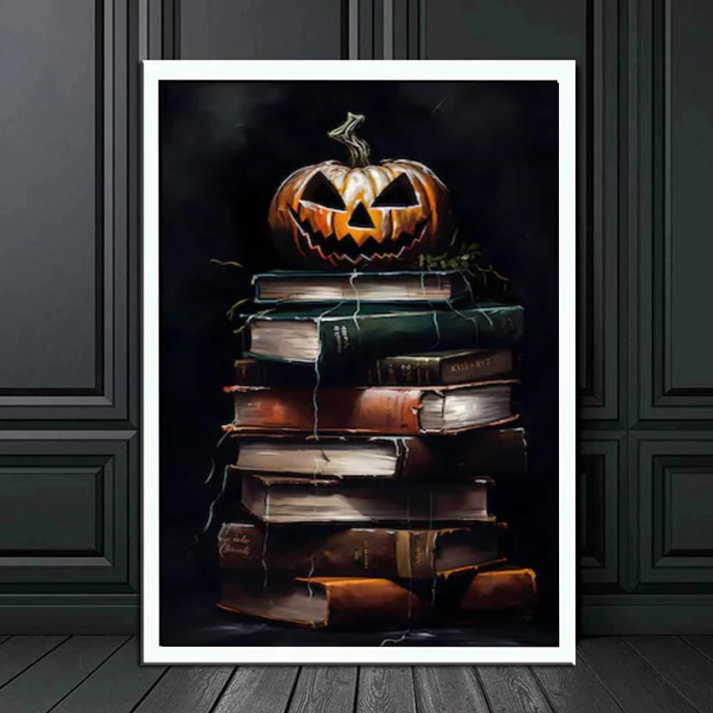 Dark Academy Art Wall Poster Victoria Crow Witch Ghost Halloween Background Decoration Gothic Image Printing Canvas Painting