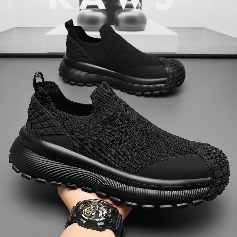Летние дышащие сетчатые кроссовки fly-woven для активного отдыха и спорта, черные, с мягкой подошвой, модные