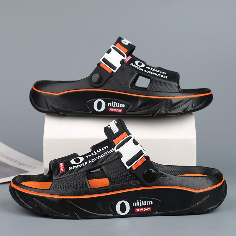 Мужские летние тапочки с толстой подошвой, нескользящие, дышащие, пляжные тапочки, домашняя обувь для улицы и дома