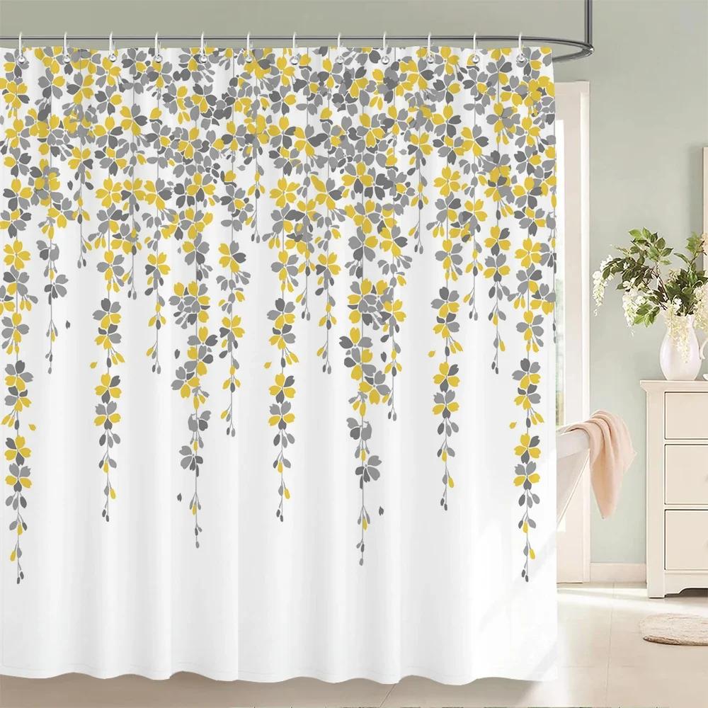 Водонепроницаемые тканевые шторки для душа Листья деревьев Белая береза Ванная комната Большие 240X180 3D-печать Декорация Шторка для душа Занавеска для ванны