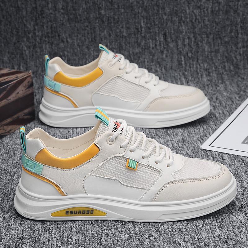 Men's shoes 2025 new explosion summer breathable deodorant mesh hollow mesh small white board shoes men's sports and leisure network