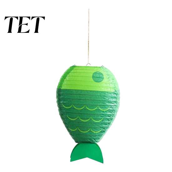 Supermarket Window Party Supplies Fish-Shaped Paper Lantern, Ocean Theme Folding Hanging Lantern for Festival Party, Fish Crafts Photo Backdrop,