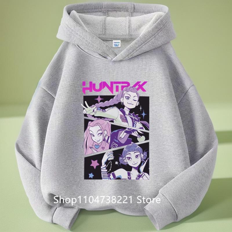 KPop Охотники на демонов Huntrix Толстовка Детская Толстовка с капюшоном Пуловеры для маленьких девочек Модная верхняя одежда для мальчиков Детская одежда