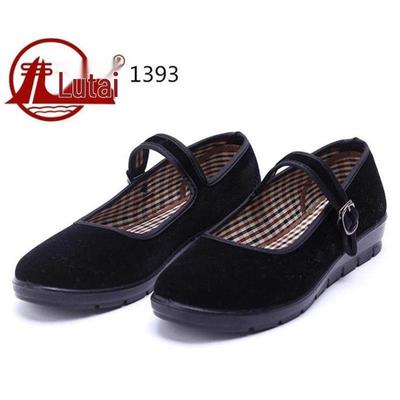 Женские черные бархатные туфли на плоском каблуке для танцев и работы