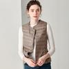 Fall Winter Women Crew Neck Sleeveless Single Breasted Lightweight Short White Duck Down Jacket