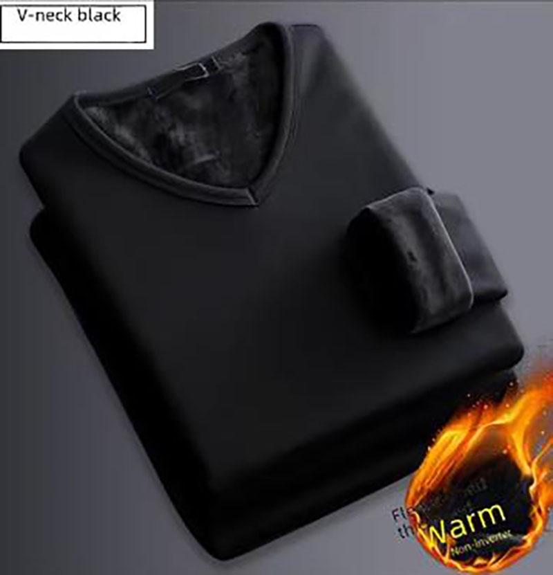 Men's Winter Thermal Underwear Fleece Thickened Warm Sweatshirt O Neck V Neck Base Shirt Large Size