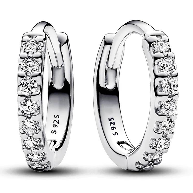 S925 стерлингового серебра сверкающие груши Huggie Row вечность луна звезда серьги-кольца для женщин мода подарок на день рождения ювелирные изделия