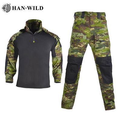 Тактический костюм HAN WILD, боевой костюм, рубашка и брюки с подушками, костюм для страйкбола, боевая форма, водонепроницаемая с капюшоном