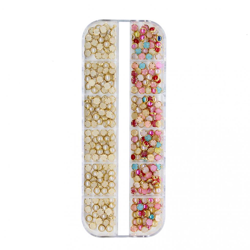 12 Grid 3D DIY Glitter Nail Art Rhinestone Sequins Decoration Manicure Tips