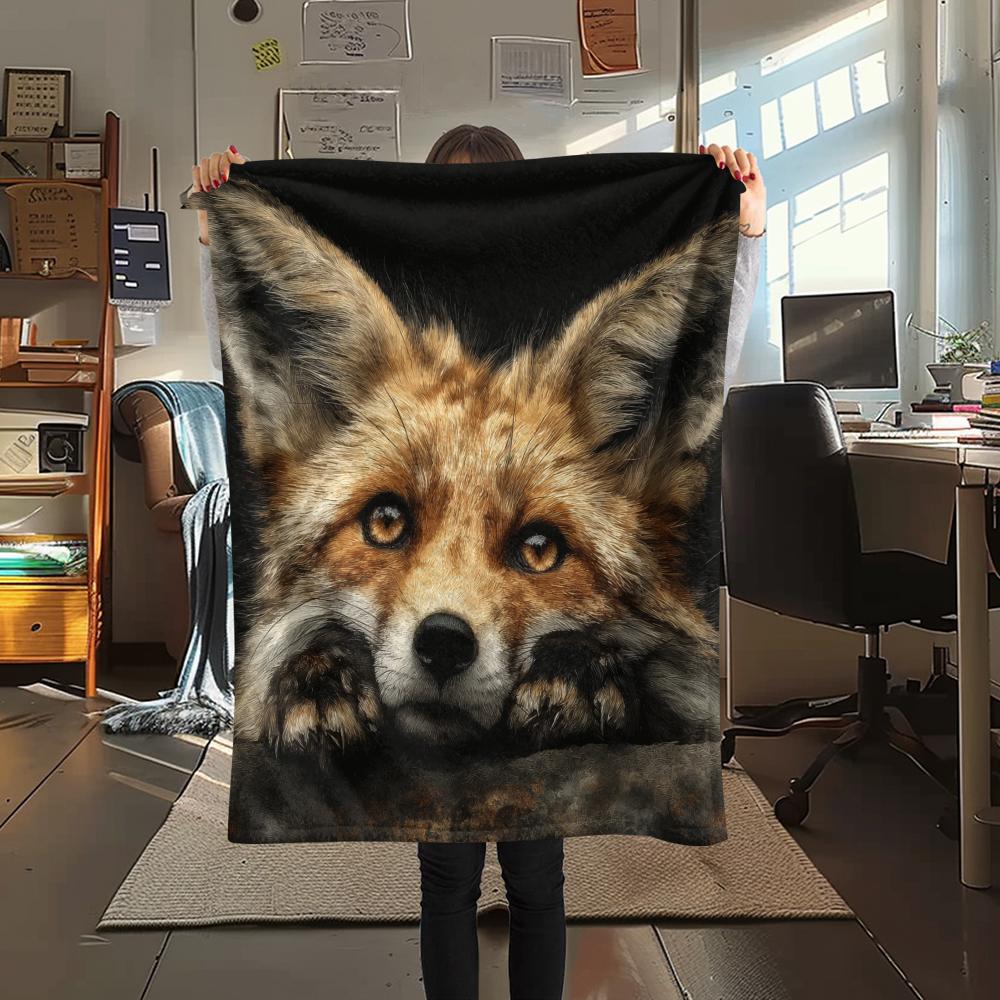 Black Fox pattern Flannel Blanket, High quality Comfortable for All Seasons, Home Decor, Warmth and Comfort, Perfect for Gifts.