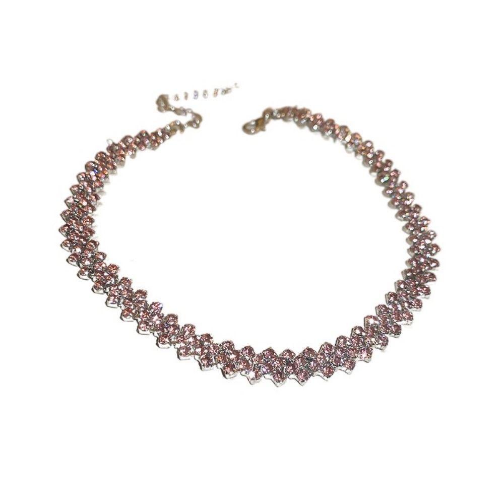 Полный горный хрусталь блестящее ожерелье Роскошная хрустальная цепочка Ювелирный блестящий воротник для выпускного вечера для новобрачных